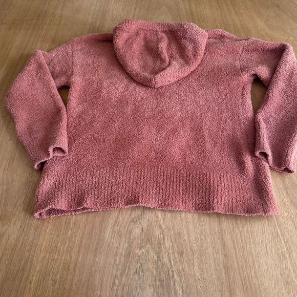 Ruyi Sherpa Hoodie Pink/Salmon Cozy Fuzzy Cloud Graphic Sweater M - Picture 2 of 4